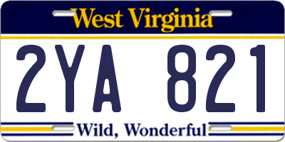 WV license plate 2YA821