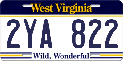 WV license plate 2YA822