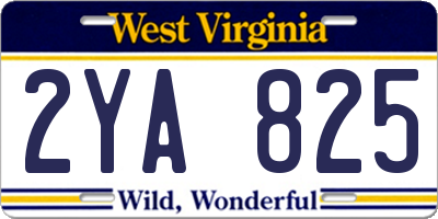 WV license plate 2YA825