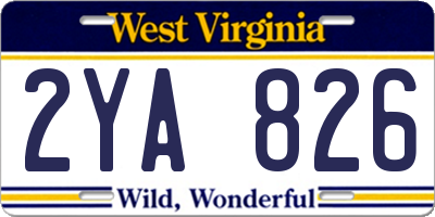 WV license plate 2YA826
