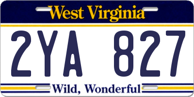 WV license plate 2YA827
