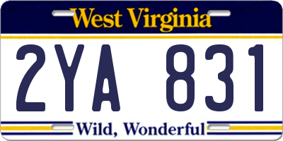 WV license plate 2YA831