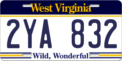 WV license plate 2YA832