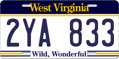 WV license plate 2YA833