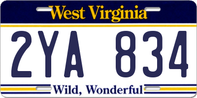 WV license plate 2YA834