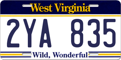 WV license plate 2YA835
