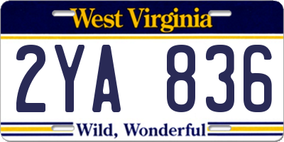 WV license plate 2YA836