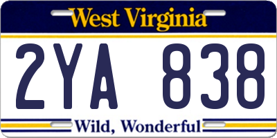 WV license plate 2YA838