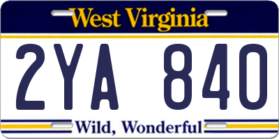 WV license plate 2YA840
