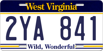 WV license plate 2YA841