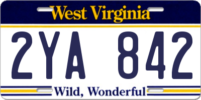 WV license plate 2YA842