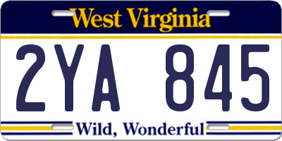 WV license plate 2YA845