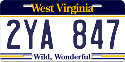 WV license plate 2YA847