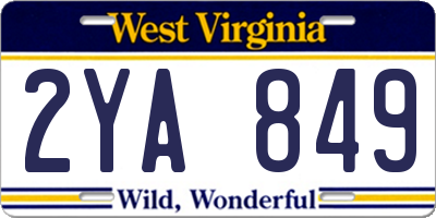 WV license plate 2YA849