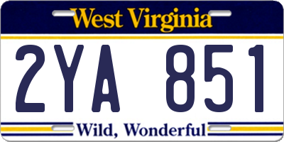 WV license plate 2YA851