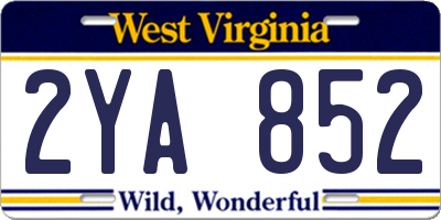 WV license plate 2YA852