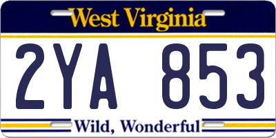 WV license plate 2YA853