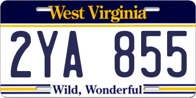 WV license plate 2YA855