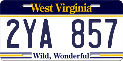 WV license plate 2YA857