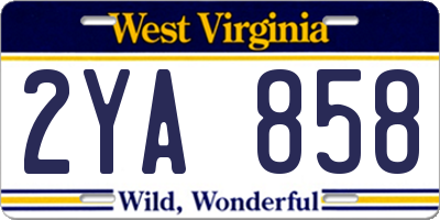 WV license plate 2YA858