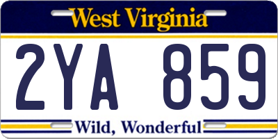 WV license plate 2YA859