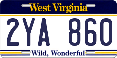 WV license plate 2YA860
