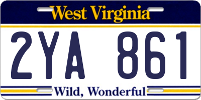 WV license plate 2YA861