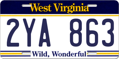 WV license plate 2YA863