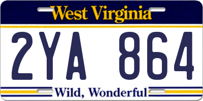 WV license plate 2YA864