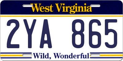 WV license plate 2YA865