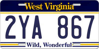 WV license plate 2YA867
