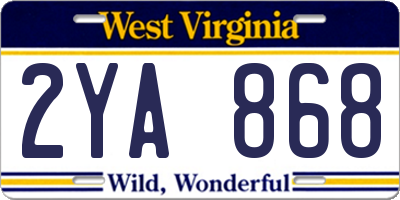 WV license plate 2YA868