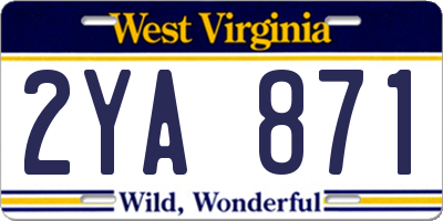WV license plate 2YA871