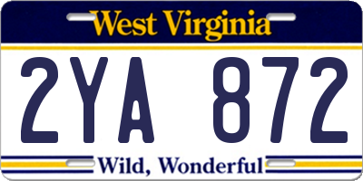 WV license plate 2YA872