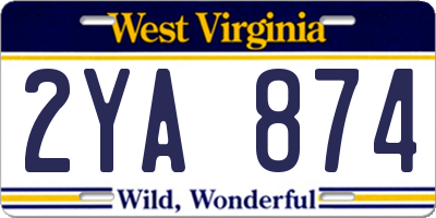 WV license plate 2YA874