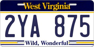 WV license plate 2YA875