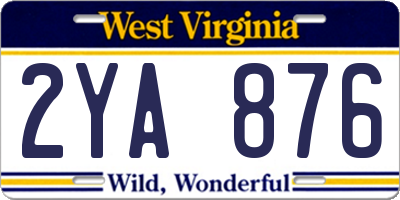 WV license plate 2YA876