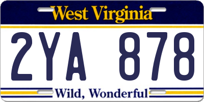 WV license plate 2YA878