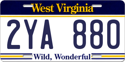 WV license plate 2YA880