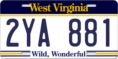 WV license plate 2YA881