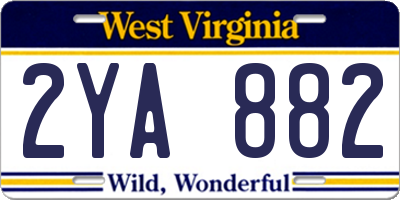 WV license plate 2YA882