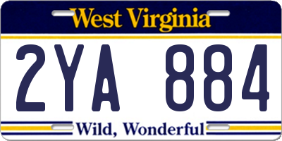 WV license plate 2YA884
