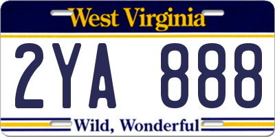 WV license plate 2YA888