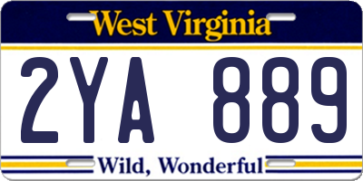 WV license plate 2YA889