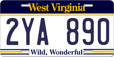 WV license plate 2YA890