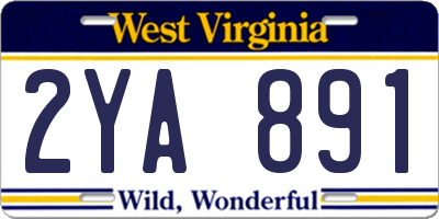 WV license plate 2YA891