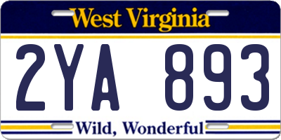 WV license plate 2YA893