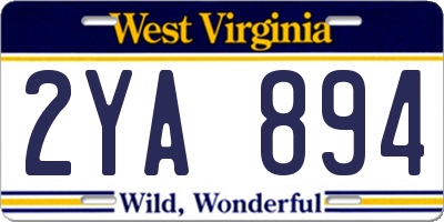 WV license plate 2YA894