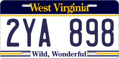 WV license plate 2YA898