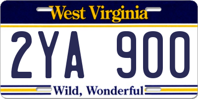 WV license plate 2YA900